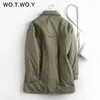 Frauen Trenchcoats WOTWOY Winter Lässige Baumwolle Gefütterte Jacke Frauen Lose Einreiher Mittellangen Schwarzen Mantel Weiblichen Splice Verkaufte Parkas