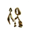 Boucles d'oreilles pendantes asymétriques géométriques pour femmes, plaqué or 18 carats, épingle d'oreille en argent 925, rétro minimaliste français élégant