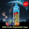 USA EU entrepôt local Original Sunfire 9000 Puffs Puffes Pens de vape jetable Pays-Bas Lituanie Espagne Espagne E Cigarette E plus vendue 18ml 600mAh Vape 9000 15K Puffs Bar