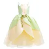 Uporpor Tiana Princess Girls Led Light Up Dress Cosplay Party świąteczne Elfy Costume Party Niemowlę Zieloną suknię balową bez uzupełnienia 240116