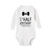 Rompers Bodysuit to moje pół urodziny litery Drukuj biały ld 1/2 urodziny strój ubrania dziecięce niemowlę nosić prezenty H240508