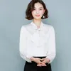 Clothe XXXL Spring Bow Silk Clothes Office Lady Korean Fashion Clothing Solo Loose Long Sleeve Women Tops and Bluses 240131