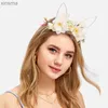 Diademas Gato Unicornio Orejas de conejo Diadema Flor Hairbands Mujeres Niñas Accesorios para el cabello Fiesta Boda Novia Mujer Joyería Clip para el cabello 2023 YQ240116