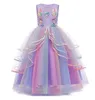 Flickor Unicorn Dress Rainbow Princess Fancy Birthday Party Dress Children Halloween Unicorn Utför kostym i 3-12 år 240116