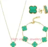 Presente pulseira brincos colar van conjuntos de jóias pingente quatro folhas trevo sorte conjunto jewlery designer para mulheres alta versão com caixa conjuntos topo