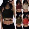 Canottiere Canotte Donna Casual Canotta corta Benda sexy Lingerie Tinta unita Senza maniche Crop Top Sling T Shirt Moda Lace Up Tank 2024