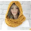 Scarves Women Fashion Hood Scarf Lady Pure Color Autumn Winter Keep Warm Woolen Hat Knitting Casual Scarves 29As J2 Drop Delivery Fash Dh8Mq