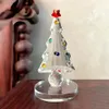 K9 cristal vidro árvore de natal estatuetas escultura ornamento em miniatura decoração para casa peça central crianças favor presente 240116