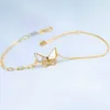 Os recém chegados moda au750 real puro ouro penhorável borboleta pulseira jóias finas pulseiras femininas jóias