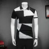 Polos masculinos Moda de moda verão preto de retalhos brancos de manga curta Men slim fit Casual Cirtas de algodão PLUS TAMANHO 5XL 6XL