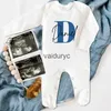 Rompers Nome personalizzato iniziale Babygrow Sleepuit Gret body Bodyborn in arrivo Ospedale Home Ospedale Regali di nascita di nascita H240508