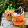 Großhandel Süßes oder Saures Süßigkeitenbeutel Eimer Orange Veet Kürbiskorb Halloween-Taschen versandfertig Drop-Lieferung Dhxgt