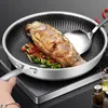 Whole Body Tri-Ply Stainless Steel Frying Pan 316 Stainless Steel Wok Pan Double-sided Honeycomb Skillet Suitable for All Stove 240115