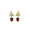 Dangle Earrings M Original Design Exquisite Lacquer Craft Strawberry Flowers Green Leaves Simple Fashion 2024 South Korea Early Spring Trend