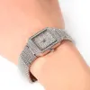 THE BLING KING Women Watch Stainless Steel Iced Out Rhinestone Bling Square Shape Luxury Waterproof Wrist Watches 240115