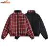 Giacca vintage double face Parka Uomo Donna Cropped Plaid invernale Addensare Stand Colletto Cappotto allentato Street Outwear Leggero 240116