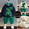 Winter dikke warme kinderen kleding set pluche katoenen hoodies trui broek kinderen