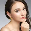 Xiy Diy Italian T Yellow Gold Modern Hollow Water Drop Unique Teardrop Stud Earrings For Woman