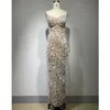 Casual Dresses Apricot White Sequin Studded Pearl Suspender Long Dress Temperament Socialite Party Toasting Evening Clothing