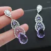 Dangle Earrings Zircon Purple Green's Luxury Jewelry 2024 Long Water Drop Invinde Party Gift