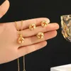 Colliers Goldfarbene Legierung Metall Twist Lucky Knot Ohrringe Halskette Ring Schmuckset für Frauen Mädchen Trendige geometrische Vintage-Accessoires