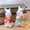 Lindo Conejo de Pascua Decoraciones para el hogar Mesa de Primavera Nórdica Estatuilla Adornos Muñeco de Peluche Feliz Día 240116