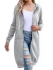 Once 2023 Casual Damen Lange Hoodies Sweatshirt Mantel Reißverschluss Oberbekleidung Kapuzenjacke Winter Taschen Plus Size Outwear Tops 240115