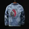 Prowow Fashion Streetwear Men Jacket Retro Blue Indian Chief Embroidery Denim Jackets Size M6XL Hip Hop Punk Coats 240115