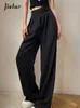 Jielur Brown Wide Leg Women Classic Suit Pants Vintage Palazzo Office Elegant Casual Black Trousers Female High midje 240115