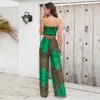 Women's Two Piece Pants 2 Outifts Trouser Suit 2024 Summer Slim Fit Tube Top Halter Loose Wide Leg Sexy Printed Clothes For Women