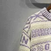 여성 스웨이터 여성 O- 넥 글자 니트 스웨터 롱 슬리브 울 블렌드 패션 레트로 느슨한 풀오버 탑 2024