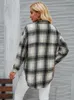 Kvinnors jackor pläd kappa kvinna avslappnad lös långärmad knapp upp skjorta jacka rockar 2024 höst mode elegant chic vänd krage