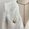 Jaquetas femininas excelente 2024 outono inverno designer jaqueta para mulheres metal leão botões embelezados tassel tweed franjas casaco curto