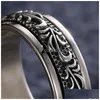 Anillos de banda Sterling Sier Hombres Anillos Girar Tallado Flor Gótico Vintage Rock Uni Punk Anillo para mujeres Fiesta Joyería fina 729 Z2 Drop D DHE1K