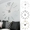 ウォールクロック3D DIY時計装飾ステッカーミラーリビングルームホームオフィス用のフレームレスファッションアンティークミニキット