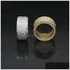 Band Rings Mens Hip Hop Gold Ring Jewelry Fashion Gemstone Simation Diamond Iced Out Rings For Men 1258 B3 Drop Delivery Jewelry Ring Dh6Lv