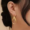 Xiy Diy Italian T Yellow Gold Modern Hollow Water Drop Unique Teardrop Stud Earrings For Woman