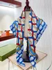 Pañuelo de diseñador de seda estampado para mujer, artículo esencial de viaje, serie de primavera y verano, pañuelo de seda popular para la cabeza, 2024