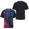 T-shirt à manches courtes et col rond pour homme, vêtement d'entraînement de Tennis, confortable et respirant, dégradé de teinture en 3D, à la mode