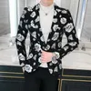 Costumes pour hommes Hommes Golden Flower Print Blazers Automne Robe formelle Tuxedo Casual Slim Fit Veste de costume / Vêtements de mode de haute qualité