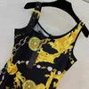 designer women fashion clothing ladies summer Pattern chain printed one shoulder buckle design Sling Dress Jan 16