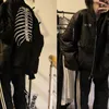 Qweek jaquetas vintage bomber jaqueta feminina preto gótico harajuku grunge americano jaqueta de beisebol casal outono legal outerwear 240115