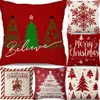 Novos banners streamers confetes capas de almofada de natal vintage feriado xadrez capa de almofada decoração de natal fronha de linho para casa sofá sala de estar