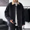 À la mode nouveau lycéen à la mode en peluche épaissie veste coréenne court Denim manteau pour hommes