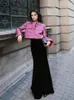 Skirts ADAgirl Velvet Black For Women Elegant High Waist Hip Wrap Long Skirt Female Vintage Business Dinner Dress Winter Clothes