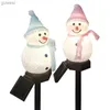 Lawn Lamps Outdoor Snowman Christmas Decoration 2 Pack Solar Lights For Path Lawn Garden Courtyard Landscape Christmas Decoration YQ240116