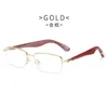 New Kajia Half Frame Wood Leg Sunglasses Men's Log Small Frame Women's Optical Glasses