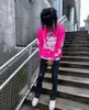 Överdimensionerad hoodie för män djävul tryck gata hip-hop kläder y2k amerikansk retro harajuku lös pullover tröja män 240115