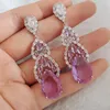 Dangle Earrings Zircon Purple Green's Luxury Jewelry 2024 Long Water Drop Invinde Party Gift