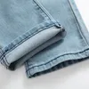 Men's Jeans Retro Knee Hole Men Ankle-Length Pants Cotton Denim Trouser Male Plus Size High Quality Summer Spring